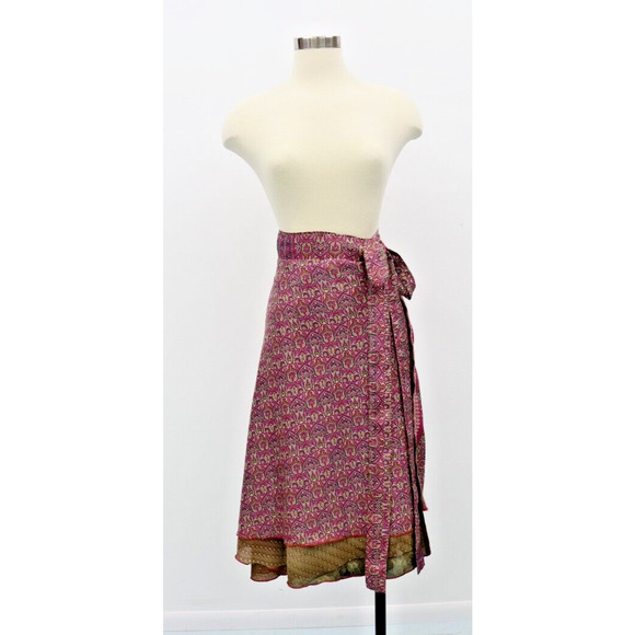 Weves Silk Blend Bohemian Ethnic Versatile Wrap Skirt Size Medium - Picture 1 of 14